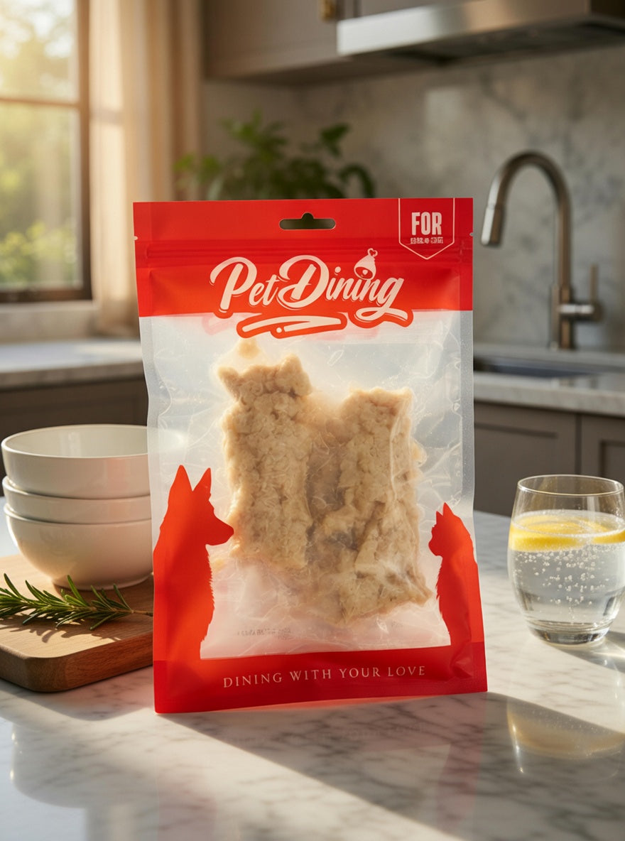Room temperature pre-cooked chicken chunks - suitable for cats and dogs